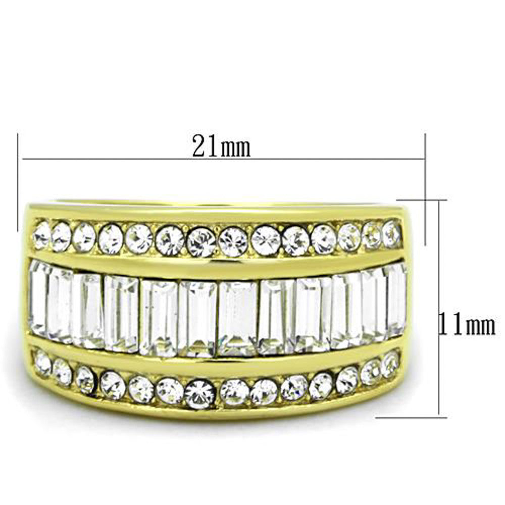 ARTK1561 Stainless Steel 14k Gold Ion Plated Crystal Baguette Ring Women's Sizes 5-10